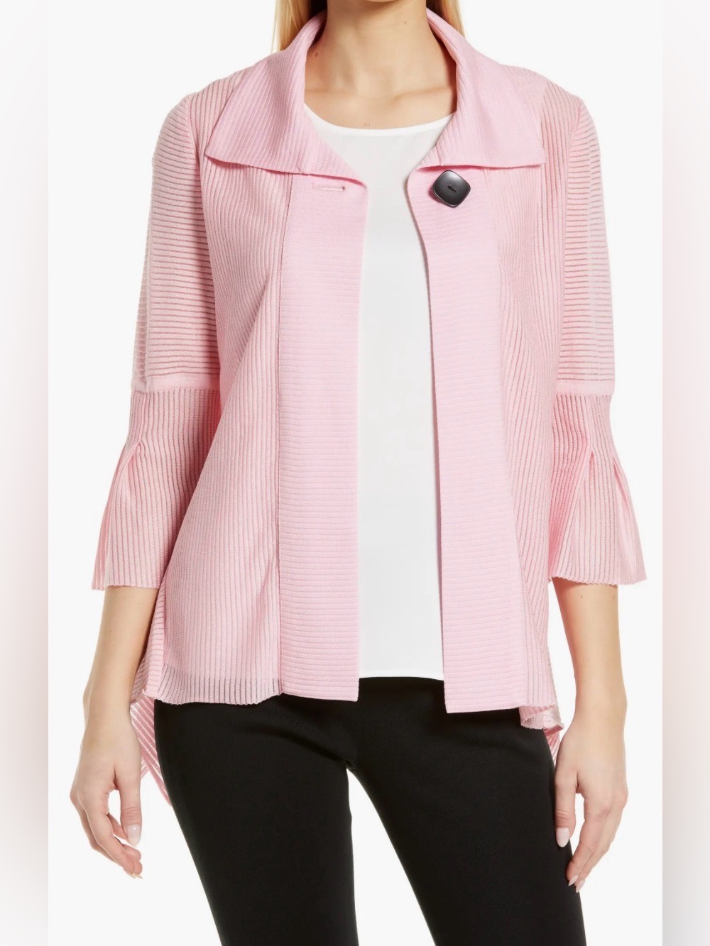 Ming Wang Pink Handkerchief Hem Sweater